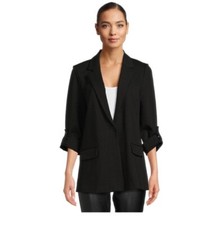 Women's Relaxed Fit Button Front Ponte Blazer Black Size Small. NWT
