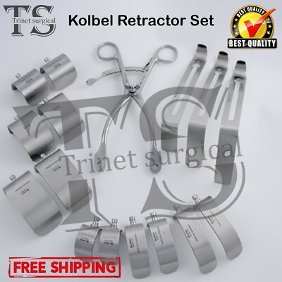 Mod Kolbel Retractor blades New Surgical Set with 3 middle blades 12 Kolbel