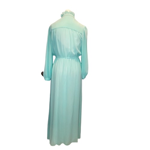 Abito maxi hostess trasparente verde menta Medium 8 10 manica lunga con slip vintage anni 70 - Foto 5 di 10