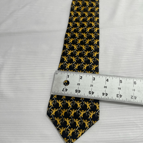 CHANEL PARIS Classic Luxury Black Cherub Angel Necktie 100% Silk Made in Italy - Picture 9 of 9