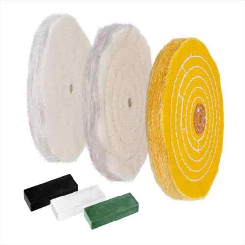 Buffing Wheel And Polishing Compound Kit Complete For Bench Grinder 6 Inch 3-PCS - Picture 2 of 8