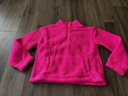 Gap Kids Girls Sherpa Fleece Quarter Zip Sweater Pink Fuschia NWT Size XL (12) - Picture 2 of 7