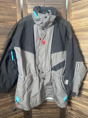 VTG Helly Hansen Equipe Jacket Men Medium Black Teal Helly-Tech Ski