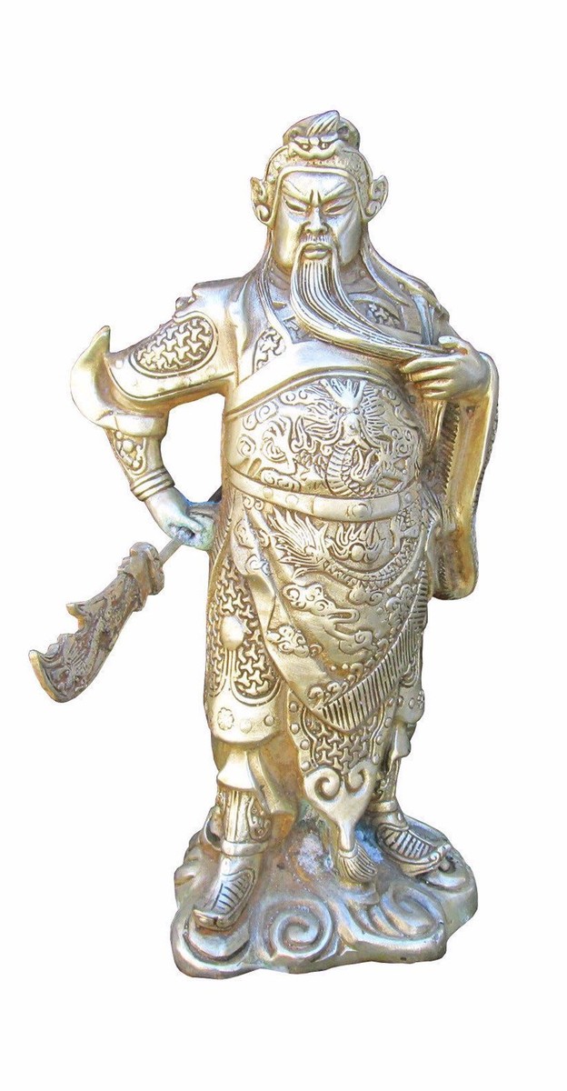Chinese Silver Color General Guan Kwan Kong Metal Statue JZ124S Chinese Silver Color General Guan Kwan Kong Metal Statue JZ124S