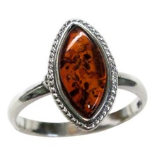 GORGEOUS NATURAL BALTIC AMBER 925 STERLING SILVER RING SIZE 5-10