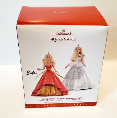 Hallmark Keepsake Ornament 2015 Celebration Barbie Holiday Set NIB Set Of  Two