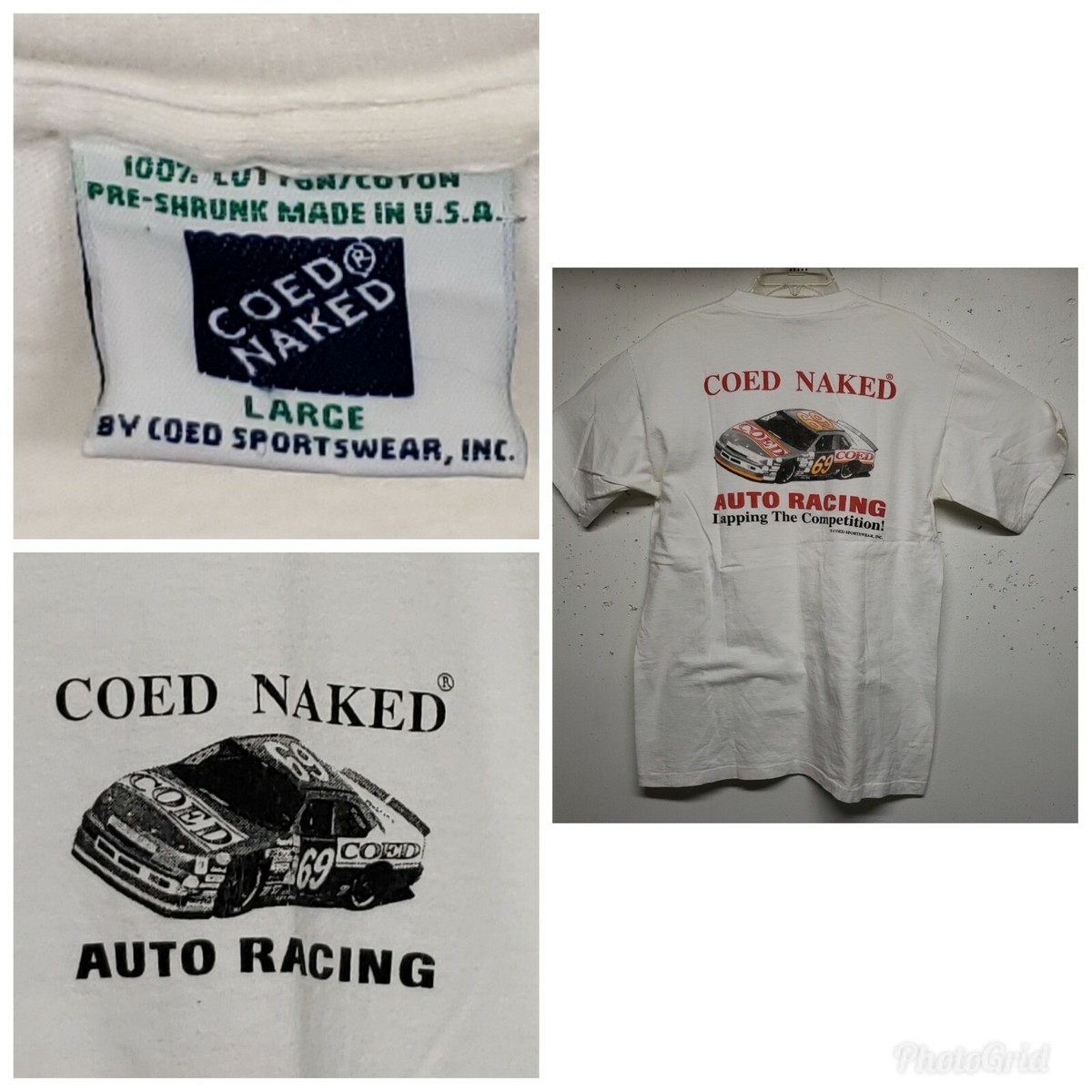 Vintage 90s Coed Naked Auto Racing T Shirt NASCAR USA made Vintage 90s Coed Naked Auto Racing T Shirt NASCAR USA made