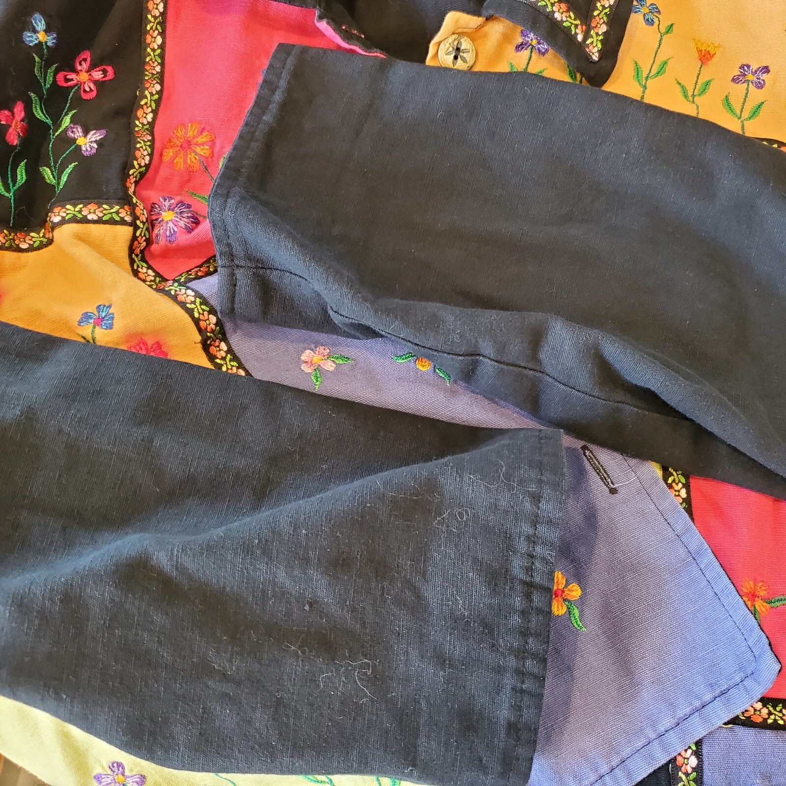 90s Patchwork Jacket Black Medium Patchwork Embro… - image 8