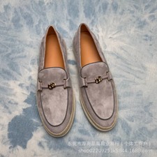 Tod's Women's real Leather Loafers Suede Shoes Luxury in skin / gray