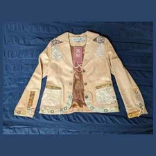 Saga Ibanez Sz 8 (44) Boho Embroidered Leather Jacket 1953 For Carlos Ibanez