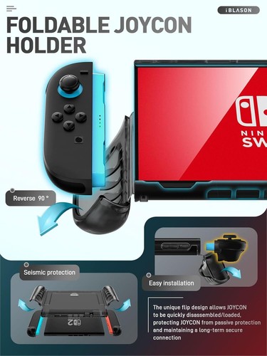 i-Blason for Nintendo Switch 2 Case, Durable Slim Clear with Dockable TPU Grip - Picture 23 of 25