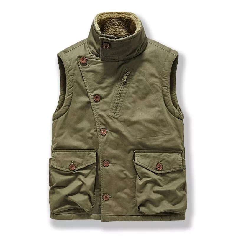 Military Vest Men Stand Collar Thick Fleece Men s Vests Jacket