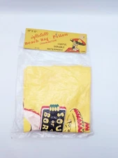 NOS Vintage South Of The Border Inflatable Beach Bag Pillow 15" x 12" Waterproof