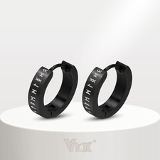 Pendiente de aro de runas vikingas nórdicas Vnox para hombre, oreja huggie de acero inoxidable joyería de regalo
