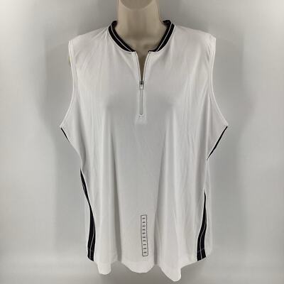 Slazenger Golf Women’s 1/4 Zip Sleeveless Polo Shirt White Black 2XL New  615