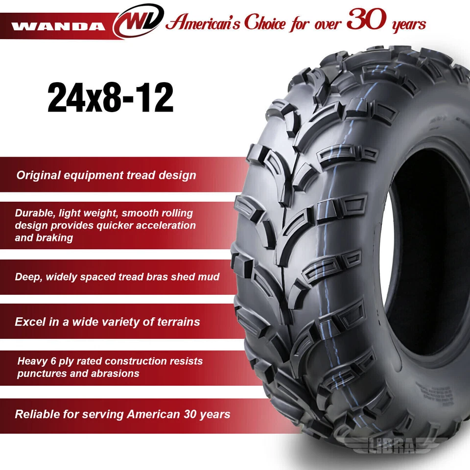 2 neumáticos delanteros para ATV 24x8-12 24x8x12 para Honda Pioneer 500 2015-2016 24x8,00-12 Foto 3 de 4