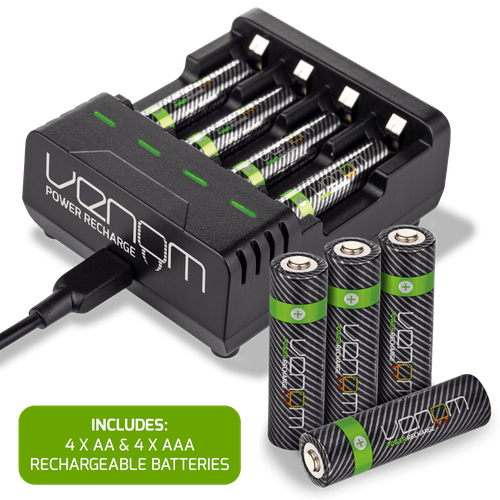 Caricabatterie Intelligente USB Per Batterie AA 1.5V Li-ion Con LED – 4 Slot, Ricarica Veloce