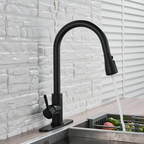 Kitchen Sink Faucet Pull Down Sprayer Single Handle Mixer Tap Stainless Steel - Picture 46 of 143