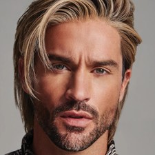 New Handsome Short Men Straight Brown Blonde Highlight Synthetic Wigs None Lace