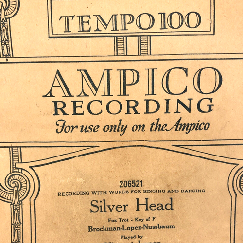 Silver Head 206521-E Ampico Piano Roll Fox Trot Brockman Vincent Lopez AS IS - Picture 3 of 11