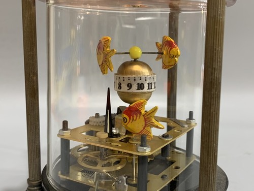 Collectible Decorated Old Handwork Copper Glass Fish tank Mechanical Table Clock - Picture 2 of 8