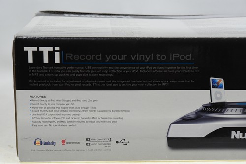 Numark TTi USB Turntable with Pitch Control with 30 Pin iPod Dock -Record Player - Picture 5 of 7