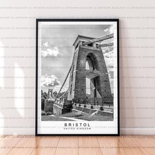 Bristol Black White Art Illustration Print Unframed Bristol  Travel Poster Decor