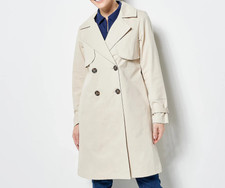 Centigrade Twill Double Breasted Long Trench Coat Stone, X-large #a471952
