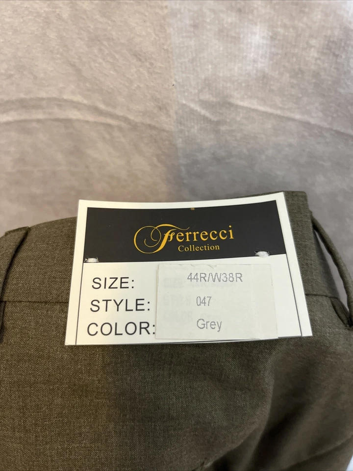 Ferrecci Collection Trousers Men's Gray Size 44R 38x35 Italian Dress Pants NWT - Image 3 of 4
