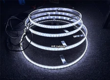 Set 17.5" Pure WHITE DOUBLE ROW LED  Switch Remote Strobes Car Wheel Rim Lights