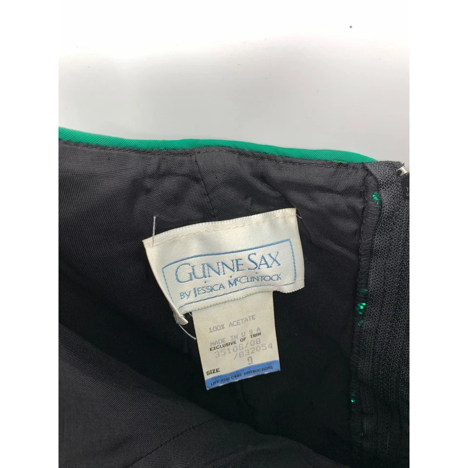 Vestido feminino vintage anos 80 Gunne Sax Jessica McClintock XXS verde peplum sem alças - Imagem 4 de 4