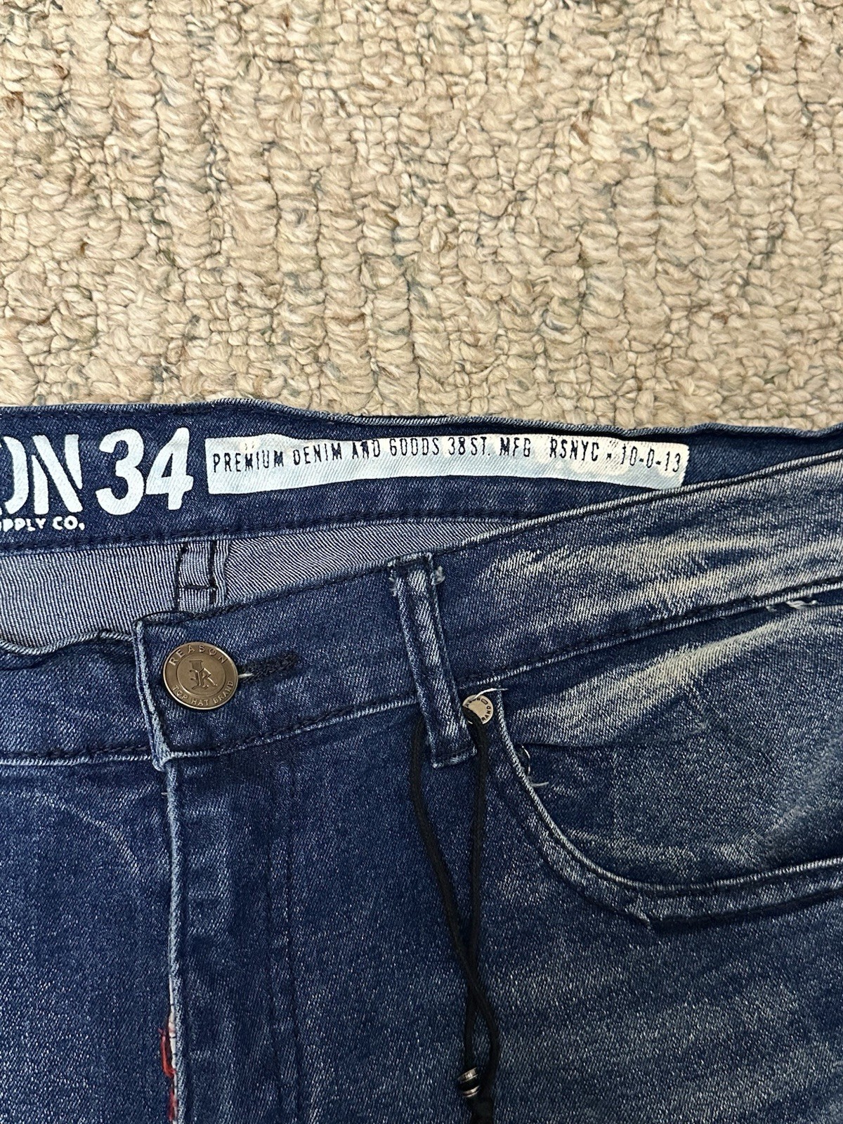 Reason Multicolor Patchwork Denim Jeans Size 34 - image 4