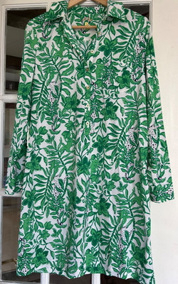 Lilly Pulitzer Kindra Dress UPF 50+ Fiddle Leaf Green Escape Plan Small (31037D)