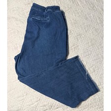 J Jill Authentic Fit Full Leg Crops Jeans 18W Blue Denim Raw Hem Wide Leg