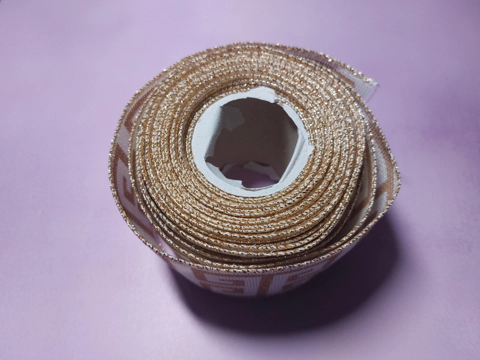 Beautiful Gold/Cream Greek Key Ribbon Roll - Image 2 of 4