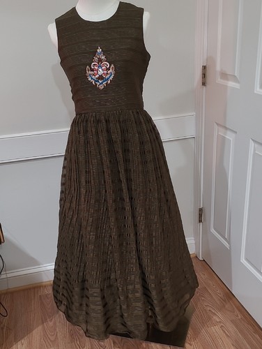 Anarkali Style Boutique Tailored Custom Piece Sleeveless Embroidered Maxi Gown