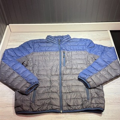 GERRY Fillpower 650 Down Puffer Jacket Mens XL Grey/Blue Full Zip Pockets
