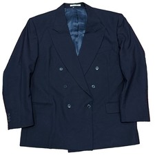 Yves Saint Laurent Black Wool Twill Double Breasted Jacket Blazer sz 46 Regular