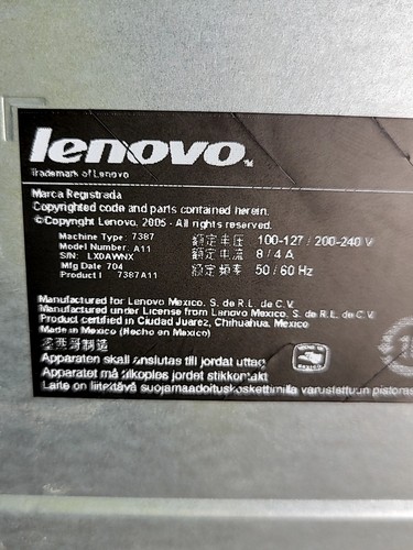 LENOVO 3000 J Series 7387-A11 PC AMD ATHLON 64 X2 DUAL CORE 3800 1GB SEE NOTES - Picture 6 of 6