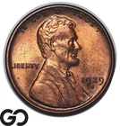 1929-S Lincoln Cent Wheat Penny, Mint Luster Near Gem BU++ RB