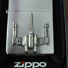 Custom Star Wars X-wing Chrome Lighter w/ Pewter Emblem, New