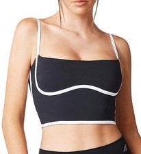 NWT Sleeveless M Spaghetti Strap Sports Bra Tank Top Black White Layer Basic Gym