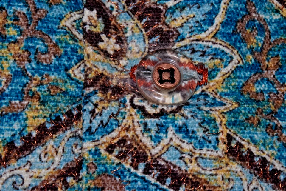 Vintage Vest Size XL 90s Turquoise Gold Threaded Tapestry Swirling Paisley - Image 3 of 4