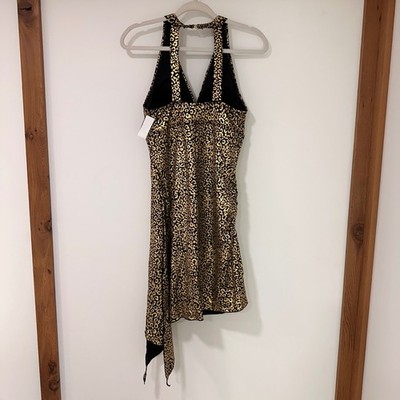 Swim365 Gold Metallic Leopard Print Swim Dress Women Size 14 Black | Glam |  eBay