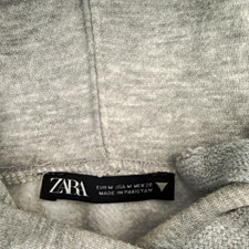 ZARA Gray Pullover Hoodie Sweatshirt Women's Size M Drawstring Hood