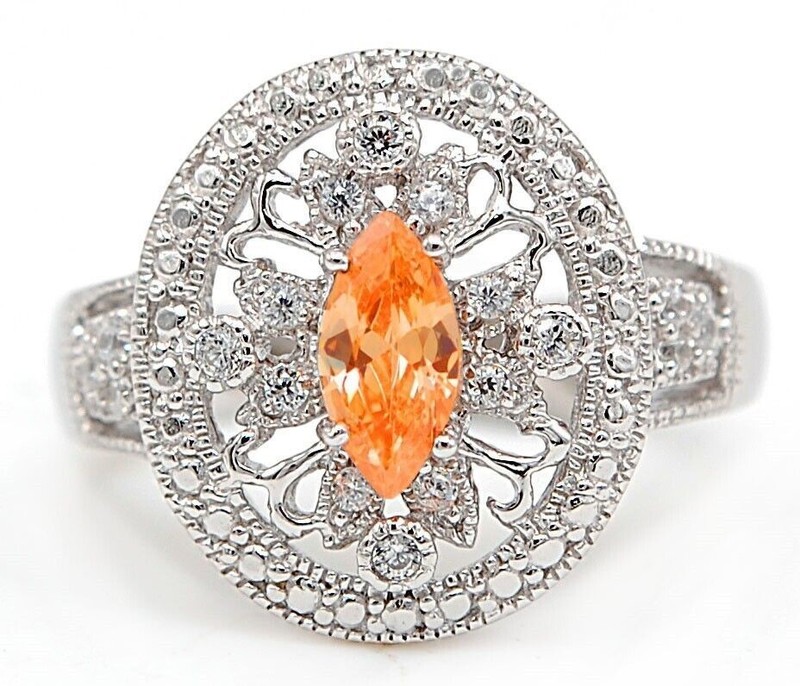 1CT  Padparadscha 925 Sterling Silver Ring Sz 8 U3-5