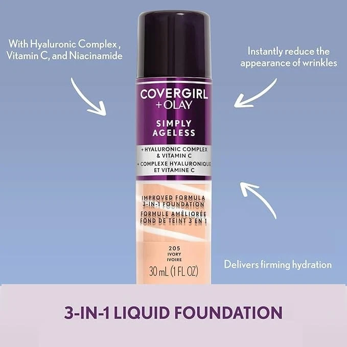 COVERGIRL Simply Ageless 3-in-1 Foundation 220 Creamy Natural Matte 1 Count - Image 2 of 4