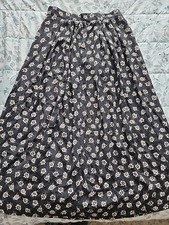 Talbots Black Floral Maxi Skirt Boho Cottagecore Lightweight Rayon Size 10