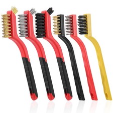 6 Pieces Wire Brushes Set, Small Metal Brass/Stainless Steel/Nylon Brushes