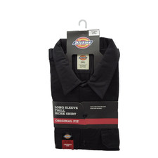 Dickies Long Sleeve Twill Work Shirt Mens 2XL Black Original Fit Stain Release
